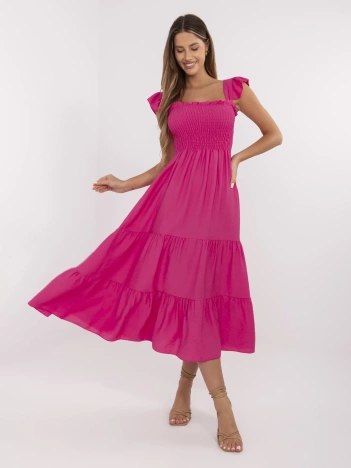 Fuksjowa letnia sukienka na ramiączkach