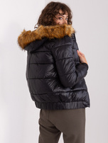 Hurt Czarna damska kurtka zimowa z naszywką 