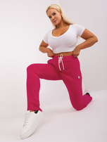 Hurt Fuksjowe spodnie dresowe basic plus size z bawełny