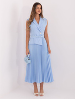 Jasnoniebieska elegancka sukienka z plisowaniem RUE PARIS 