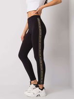 Czarno-złote legginsy z lampasami Akemi RUE PARIS