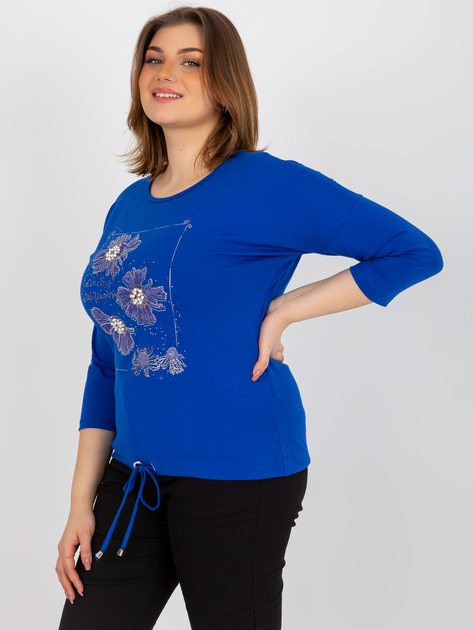 Hurt Ciemnoniebieska damska bluzka plus size z nadrukiem