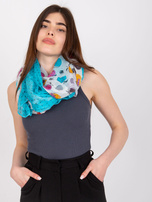 White and blue scarf with print