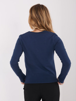 Granatowa bluzka basic z okrągłym dekoltem