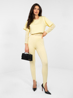 Pastelowe żółte damske body z wszytym t-shirtem 