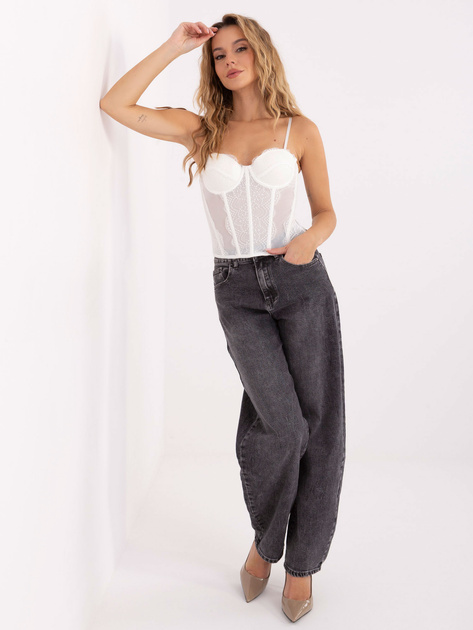 Biały gorsetowy top z koronką