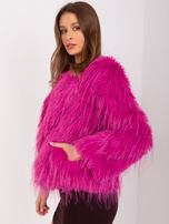 Hurtownia Fuksjowa damska kurtka przejściowa futrzana