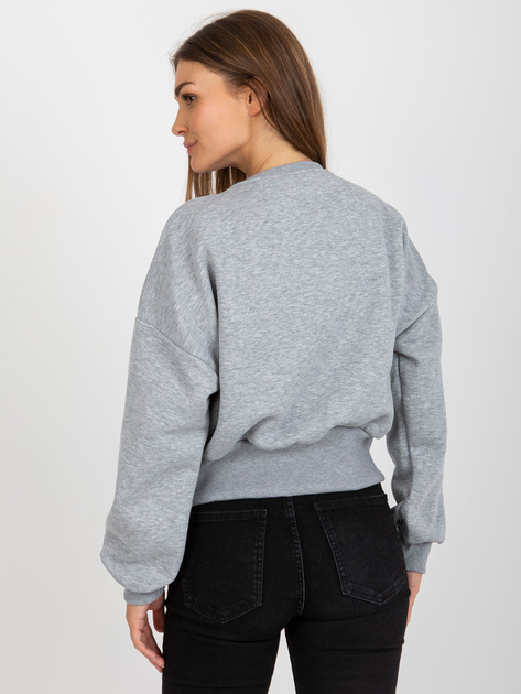 Hurtownia Szara dresowa bluza bez kaptura z napisem