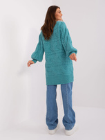 Hurtownia Turkusowa dzianinowa sukienka oversize