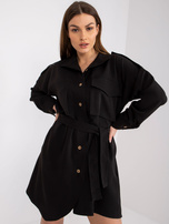 Czarna koszula długa z paskiem Lucina RUE PARIS