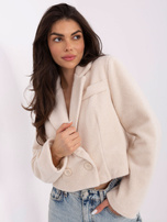 Ecru kurzer Boucle-Mantel RUE PARIS.