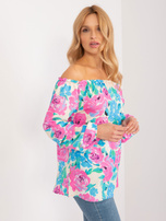 Hurt Niebieska bluzka hiszpanka w kwiaty RUE PARIS