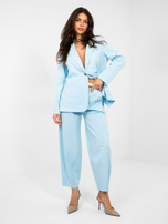 Pastelowe niebieskie bawełniane spodnie z nogawką 7/8