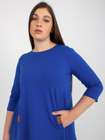 Hurt Kobaltowa mini sukienka plus size z kieszeniami Dalenne