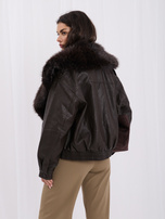 Chocolate oversized double-breasted jacket made of eco-leather.