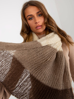 Hurt Brązowo-beżowy damski szal zimowy z dzianiny