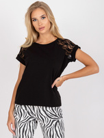 Czarna bluzka na co dzień z bawełny RUE PARIS