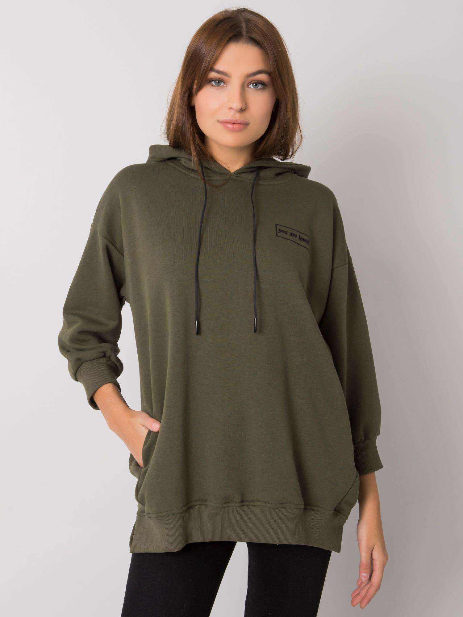 Khaki sweatshirt with pockets Leora
