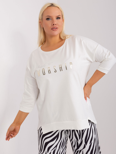 Hurt Ecru casualowa bluzka plus size z rozcięciami