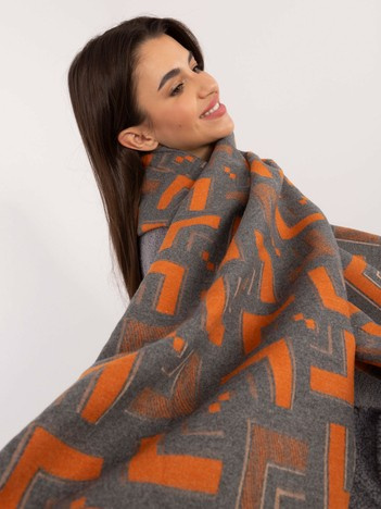 Hurt grau-orange Damen Schal mit Fransen.