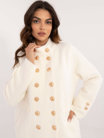 Wholesale Ecru elegant alpaca coat with a collar.