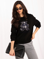 Black women's sweatshirt with a plaid bear.