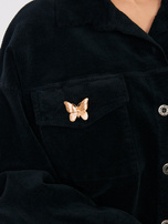 Czarna sztruksowa kurtka z kołnierzem RUE PARIS 