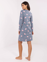 Brudnoniebieska damska koszula nocna z guzikami w serca