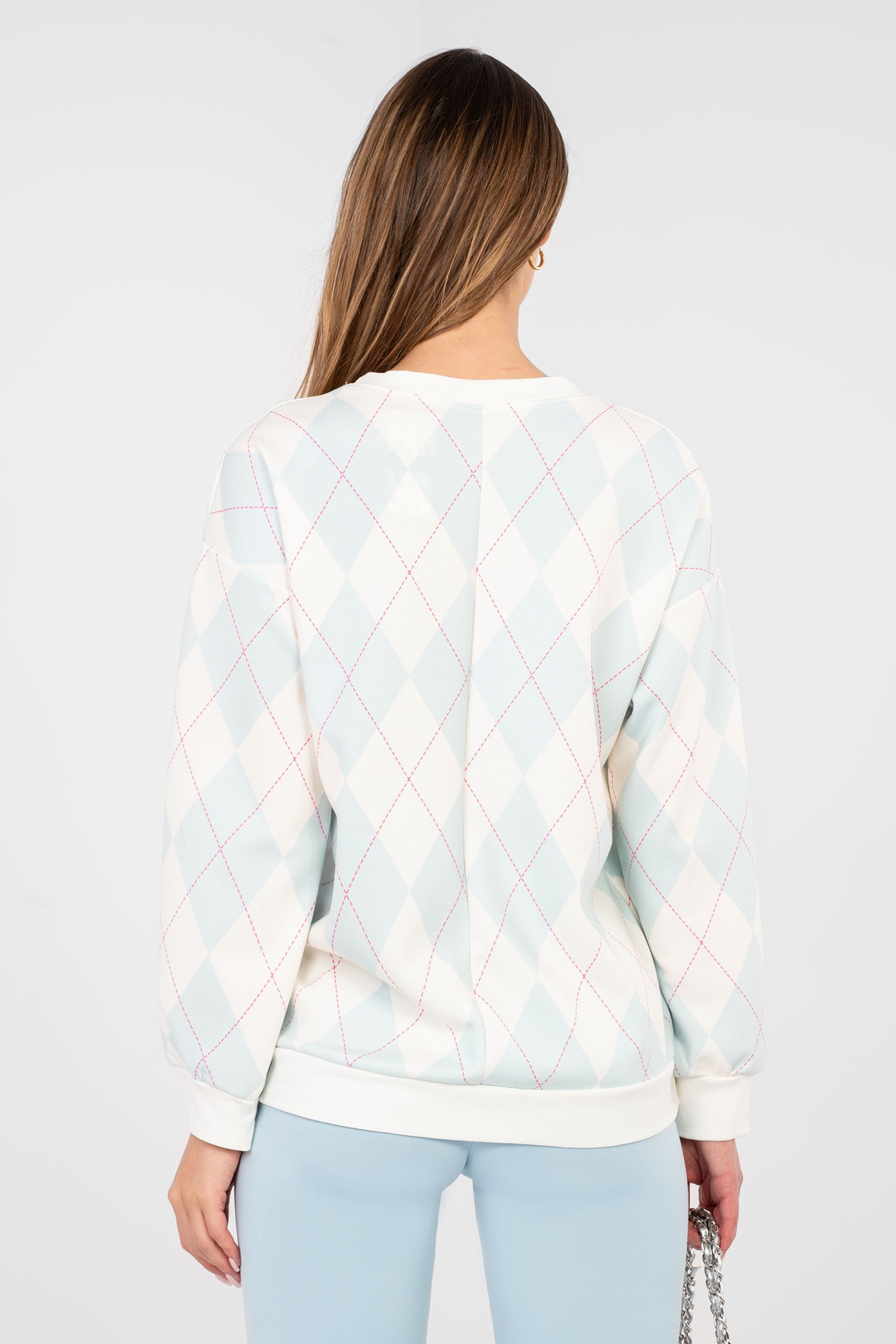Jasnomiętowa bluza oversize z długim rękawem 