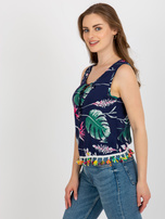 Hurtownia Granatowa letnia bluzka z nadrukiem