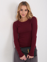 Bordowa bluzka basic z okrągłym dekoltem