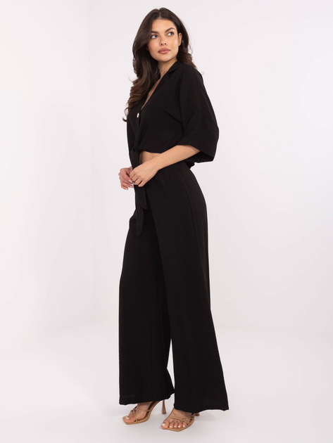 Czarny letni komplet z krótką koszulą OCH BELLA