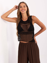 Czarny ażurowy top w stylu boho