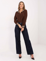 Brązowa koszula z koronkowym wykończeniem