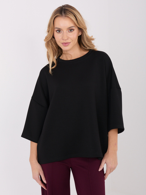 Czarna bluzka basic z domieszką modalu