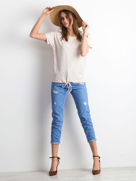 Beżowy melanżowy t-shirt Curiosity