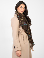 Brązowa damska chusta z nadrukiem