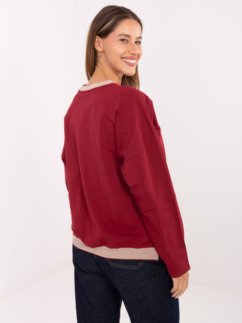 Bordowa damska bluza bez kaptura