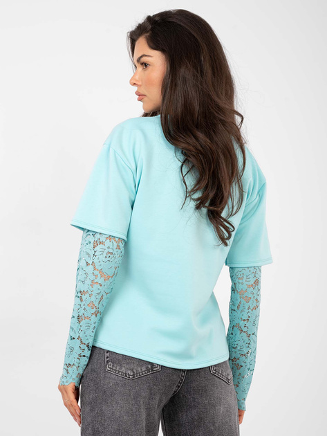 Miętowa damska bluzka z imitacją t-shirtu