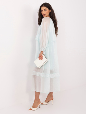 Miętowa rozkloszowana sukienka na lato