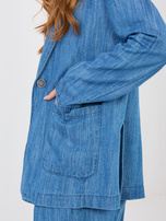 Niebieska jeansowa marynarka od kompletu RUE PARIS  