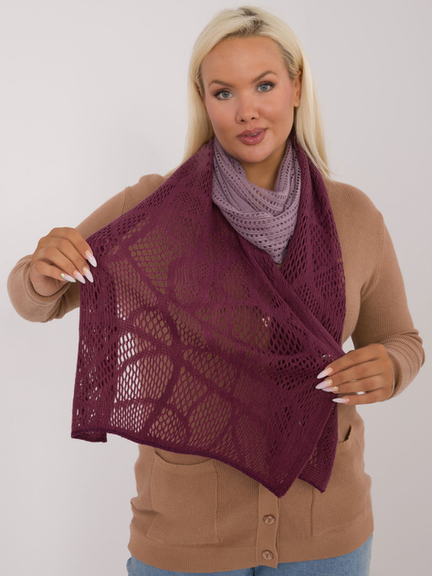 Hurt Jasnofioletowo-śliwkowy szal damski ombre z bawełnianej dzianiny