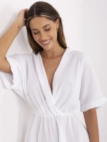 Biały muślinowy kombinezon z krótkim rękawem