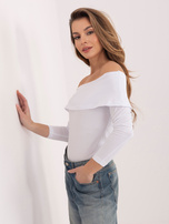 Biała bluzka basic z odkrytymi ramionami RUE PARIS 