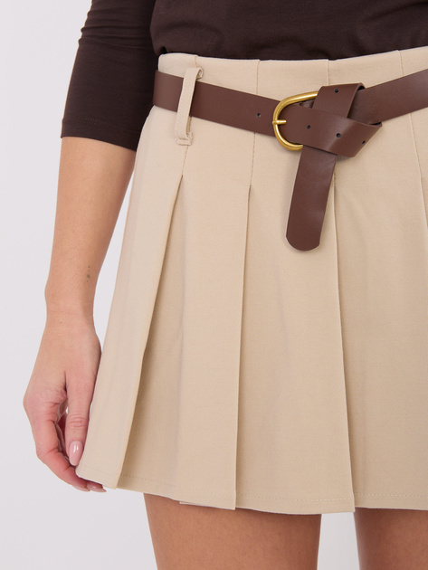 Jasnobeżowe rozkloszowane spódnico-szorty RUE PARIS