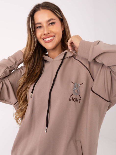 Ciemnobeżowy dresowy komplet z haftem