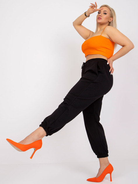 Czarne spodnie dresowe plus size z wysokim stanem Ainhoa