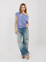 Ciemnoniebieska letnia bluzka z krótkim rękawem SUBLEVEL 