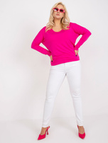 Fuksjowa bluzka plus size z długim rękawem Elisa 