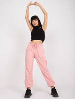 Jasnoróżowe damskie spodnie dresowe joggery Lisa